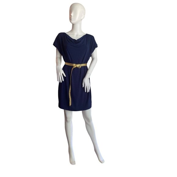 EILEEN FISHER BLUE KNIT TEE SHIRT DRESS SZ S - Picture 1 of 7